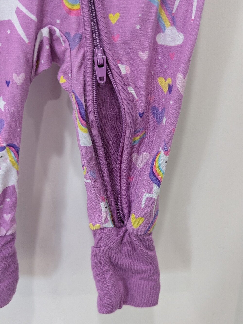 Little Sleepies Baby Zippy Pajamas Sienna's Unicorns Rainbow Purple Girl Newborn - Picture 4 of 7